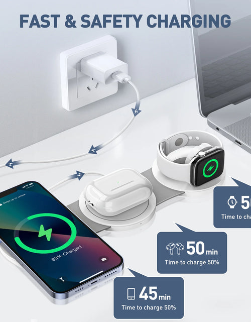 Load image into Gallery viewer, Wireless Charger for Iphone, 3 in 1 Charging Station for Iphone Devices, 15W Fast Wireless Charger Stand for Iphone 16 15 14 13 12 Pro Max, Charging Pad for Airpods 3/2/Pro, Iwatch 9/8/7/6/SE/5/4
