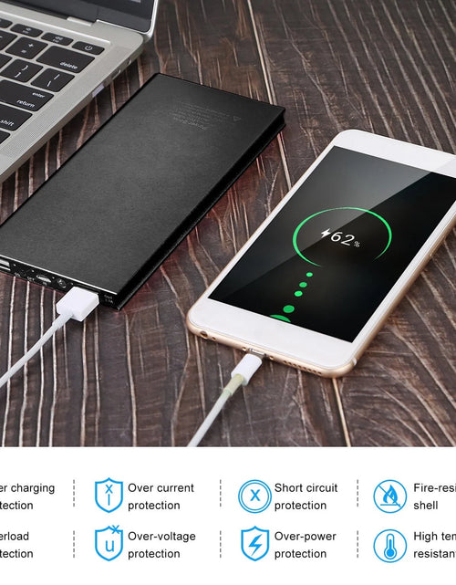 Load image into Gallery viewer, 20000Mah Power Bank for Heated Vest Portable Charger 5V 2.1A Dual USB Ports Battery Pack for Heated Blanket Clothing Black
