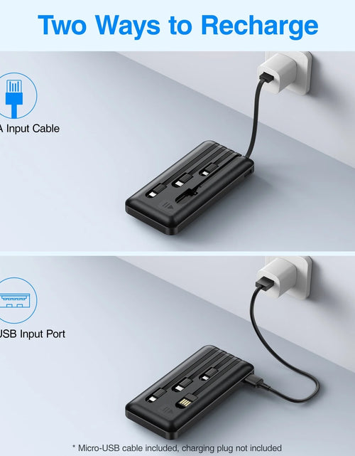 Load image into Gallery viewer, 20000Mah Power Bank Portable Charger with Cables Compatible for Iphone, Android Cell Phone
