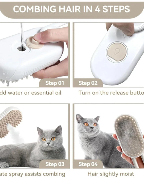 Load image into Gallery viewer, 3 in 1 Updated Self Cleaning Cat Steamer Brush - Self Cleaning Steamy Cat Brush with Massage Sheding for Cats Dogs

