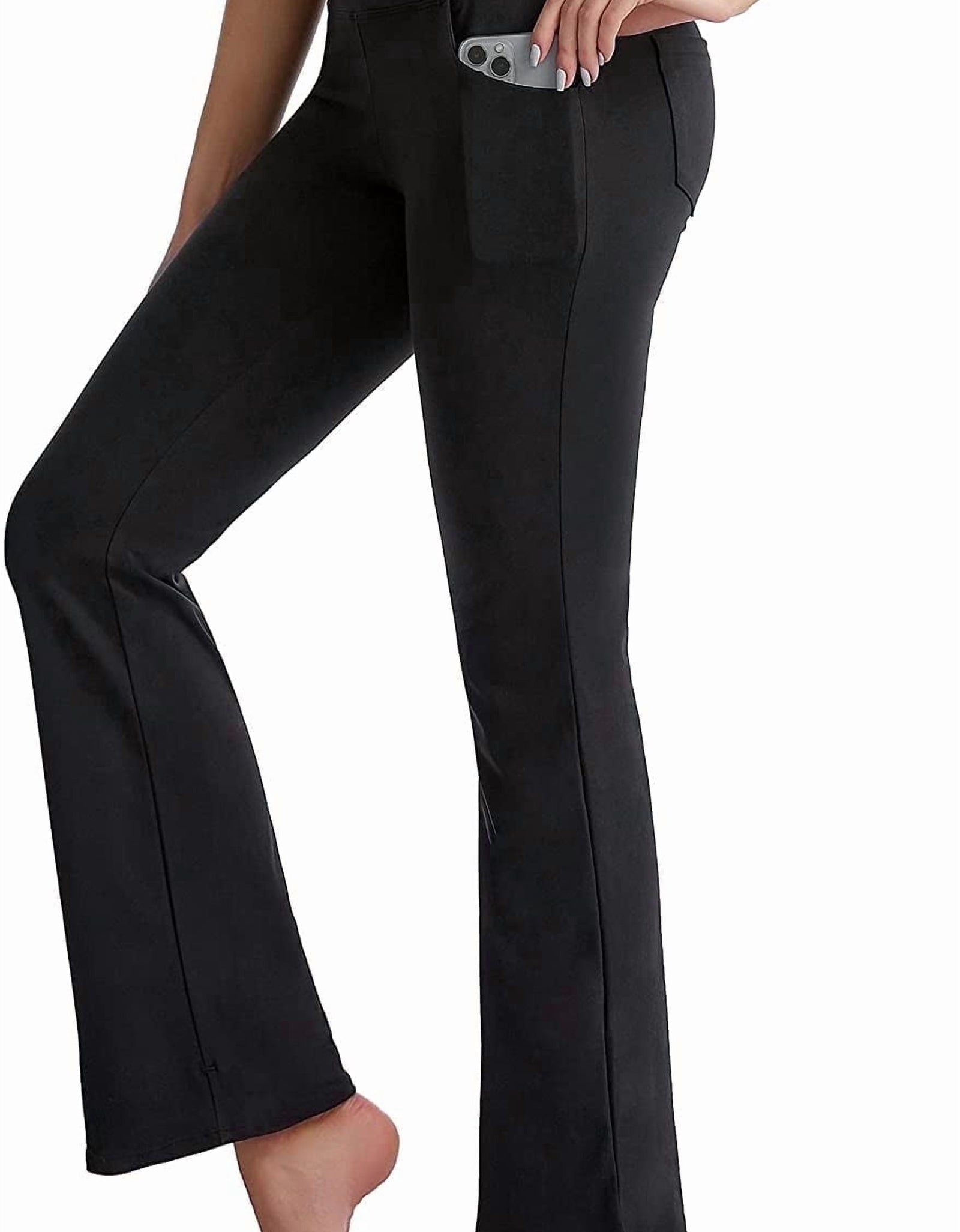 Flare Leggings for Women, Bootcut Yoga Pants with Pockets, Tummy Control Workout Pants Non-See-Through