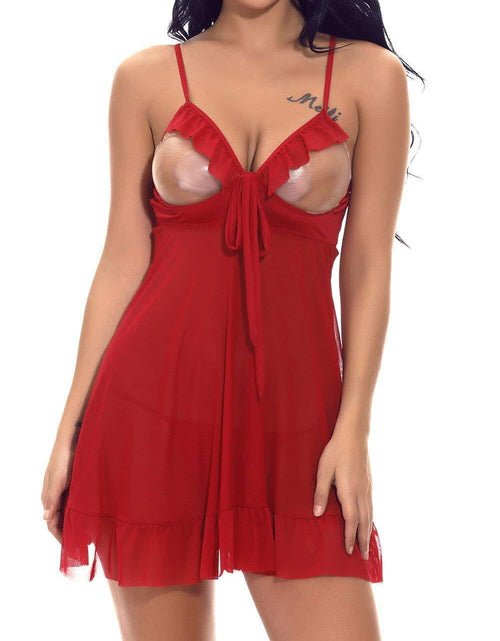 Load image into Gallery viewer, Women'S Sexy-Lingerie Lace Babydoll Bra Thong Set Sleepwear Underwear Nightwear
