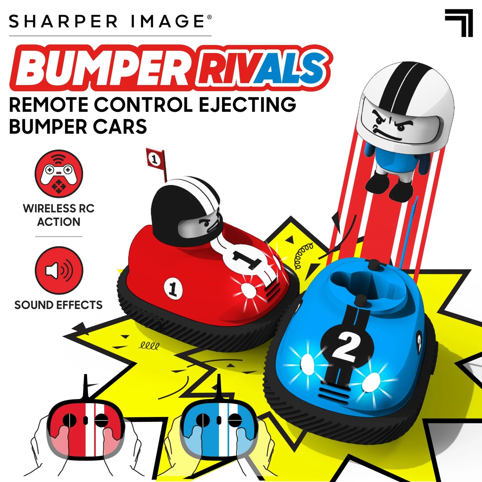 ® Juguete RC Control Remoto Rivales De Parachoques Eyectables Con Incluye Control Remoto Inalámbrico Y Efectos De Sonido, 6 Piezas, Rojo Y Azul, Para Mayores De 8 Años