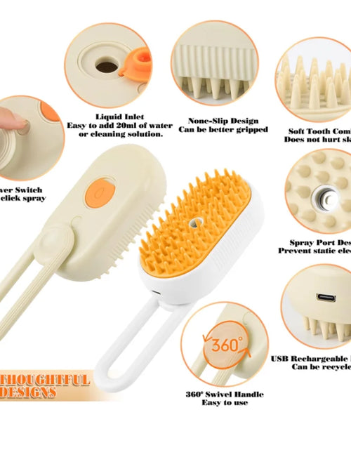 Load image into Gallery viewer, 3 in 1 Updated Self Cleaning Cat Steamer Brush - Self Cleaning Steamy Cat Brush with Massage Sheding for Cats Dogs
