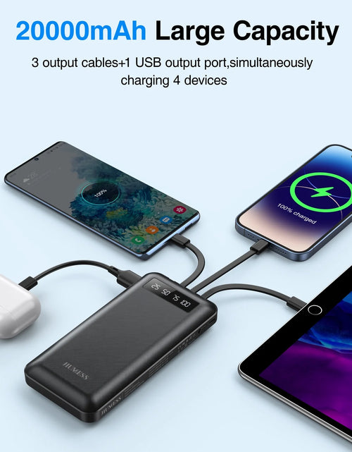 Load image into Gallery viewer, 20000Mah Power Bank Portable Charger with Cables Compatible for Iphone, Android Cell Phone
