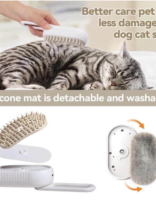 Load image into Gallery viewer, 3 in 1 Updated Self Cleaning Cat Steamer Brush - Self Cleaning Steamy Cat Brush with Massage Sheding for Cats Dogs
